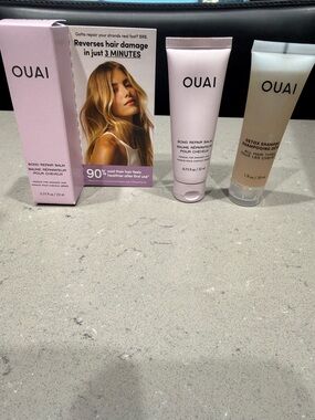 OUAI Pink Bond Repair Balm &  Detox Shampoo Travel Size